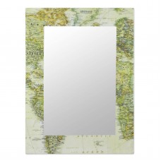 Decoupage Wall Mirror World Maps Handmade &apos;Globetrotter&apos; NOVICA India   382531855428
